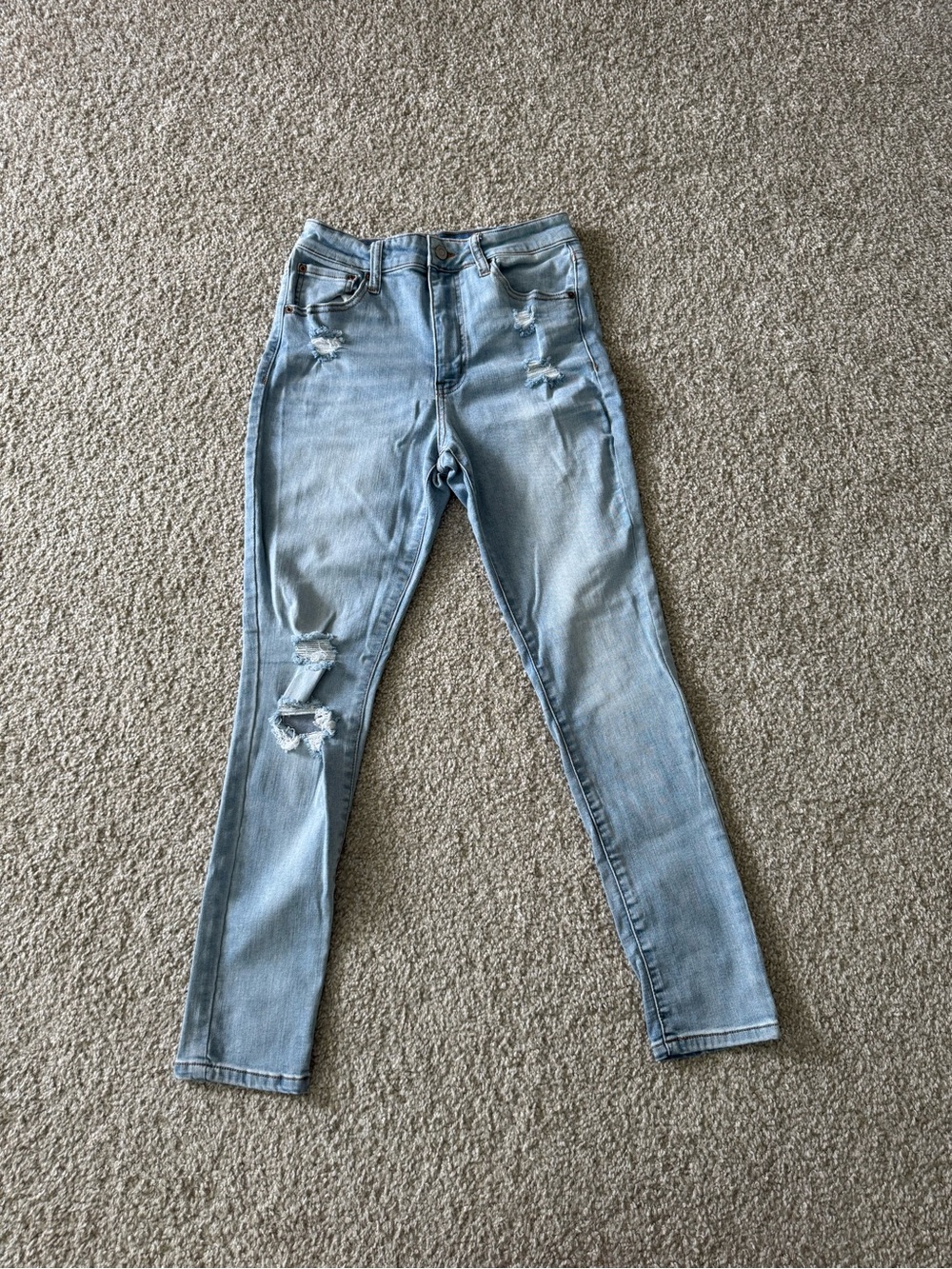 Copper Key Light Blue Distressed Women's Slim Straight Jeans